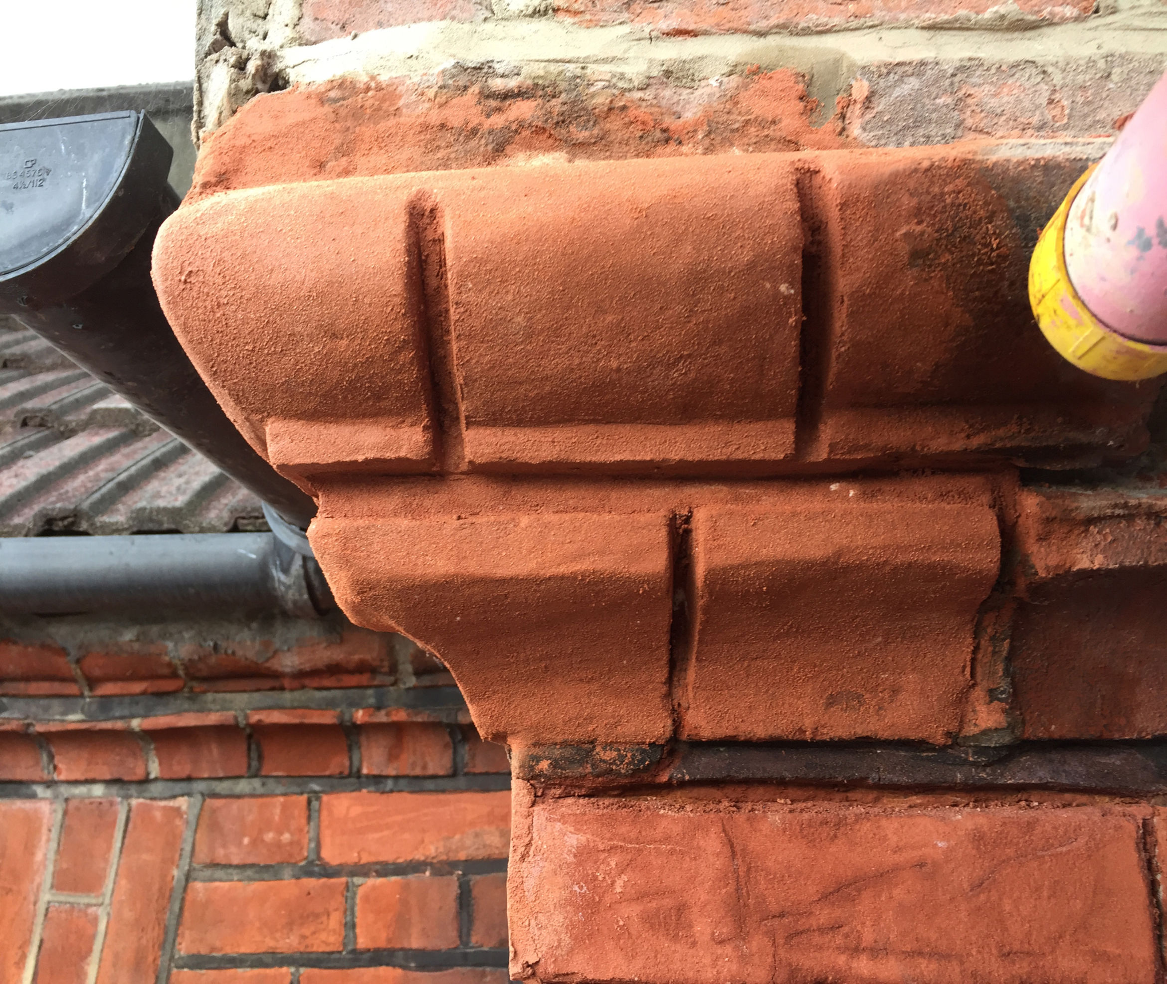 Brick Face repair with coloured mortar